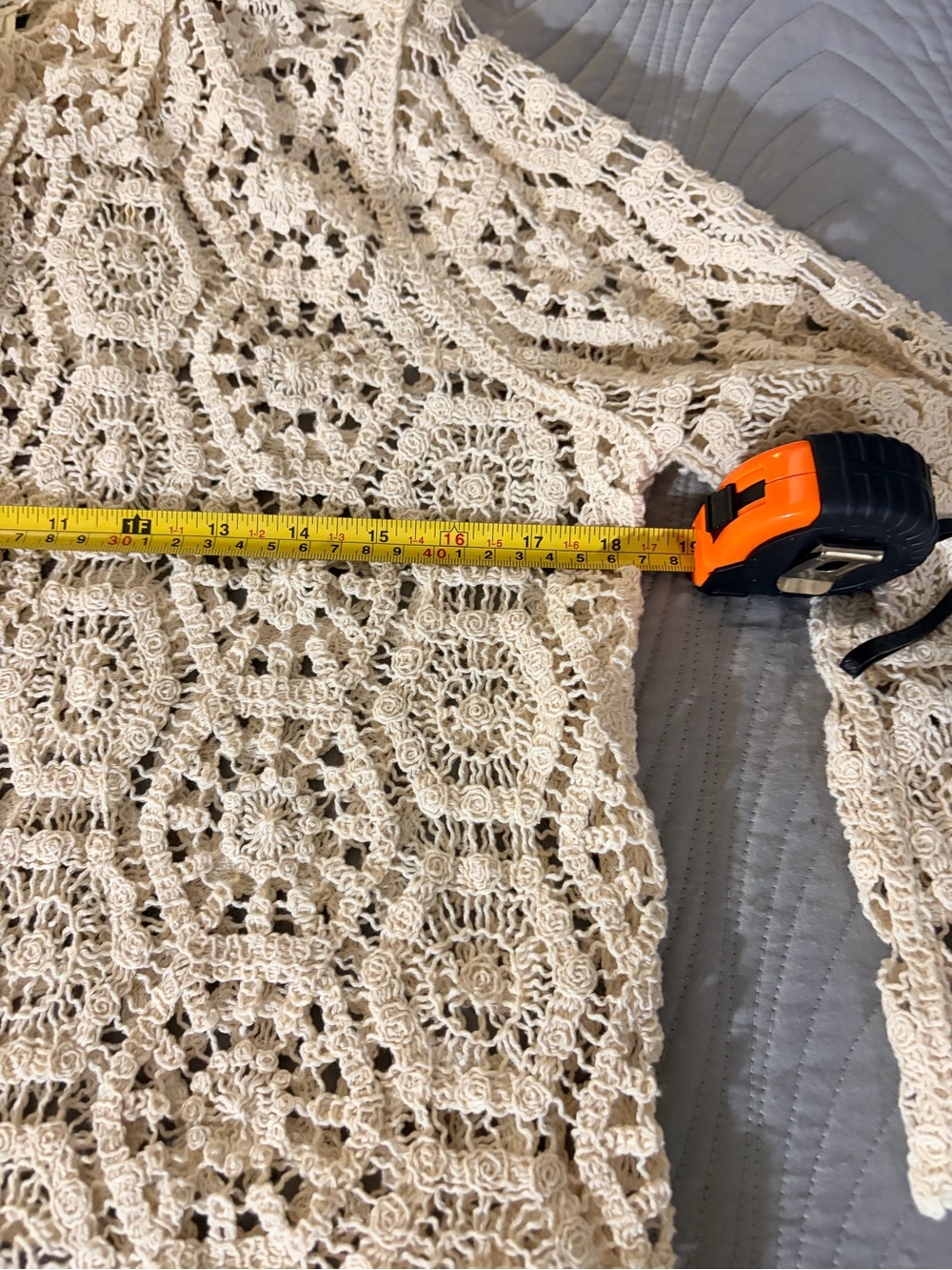 Ultra Pink Crochet Openwork Cardigan - Beige Cream - Picture 9 of 11